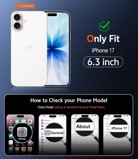 for Iphone 17 Case Clear: Magnetic Phone Cases with Screen Protector Drop Proof Compatible with Magsafe Slim anti Yellowing Rugged Shockproof Protective Transparent Cell Cover (A-Clear)