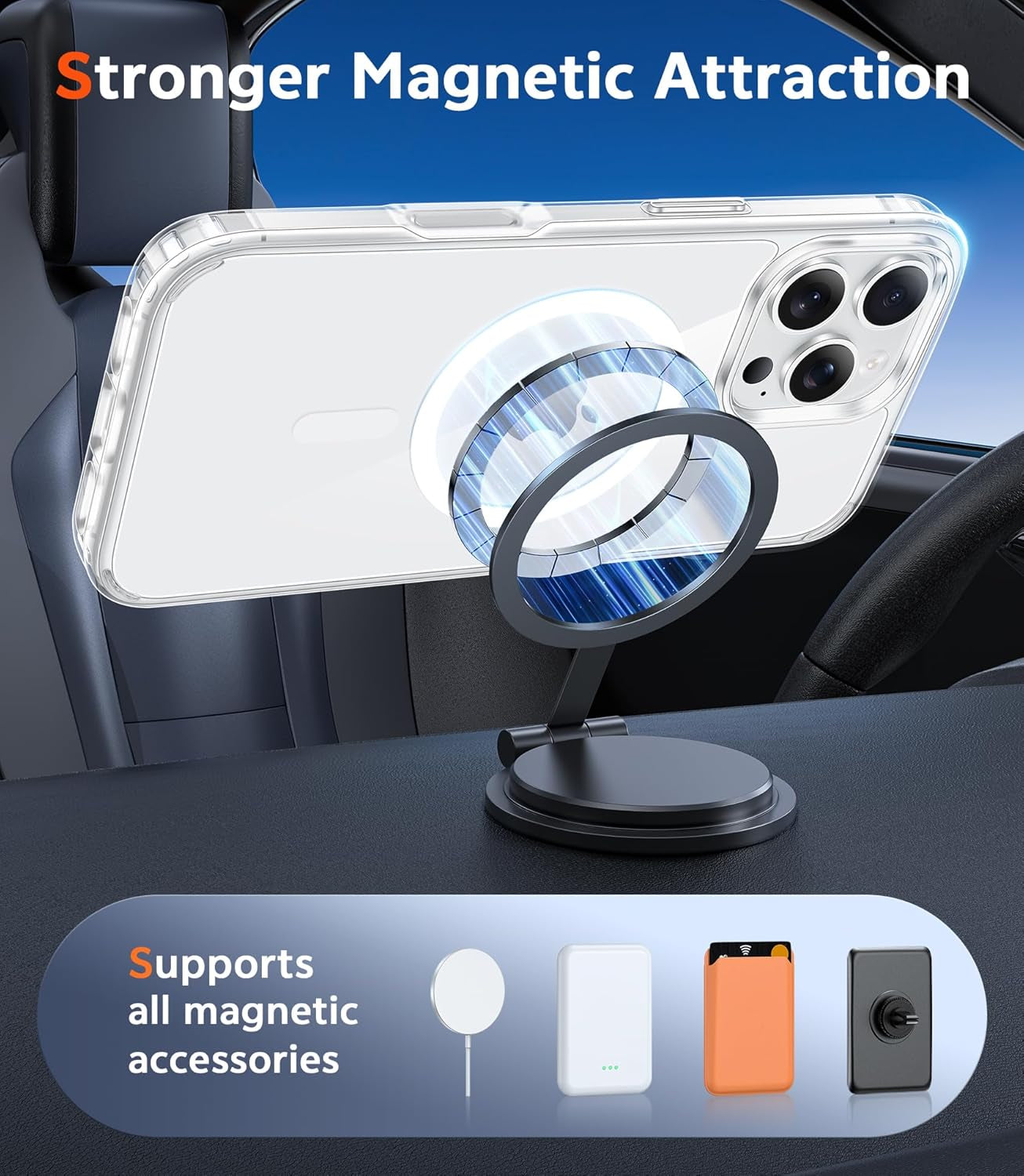for Iphone 16 Pro-Max Case: Clear Magnetic Phone Cases with Screen Protector Compatible with Magsafe Slim anti Yellowing Rugged Shockproof Protective Transparent Cell Cover (A-Clear)