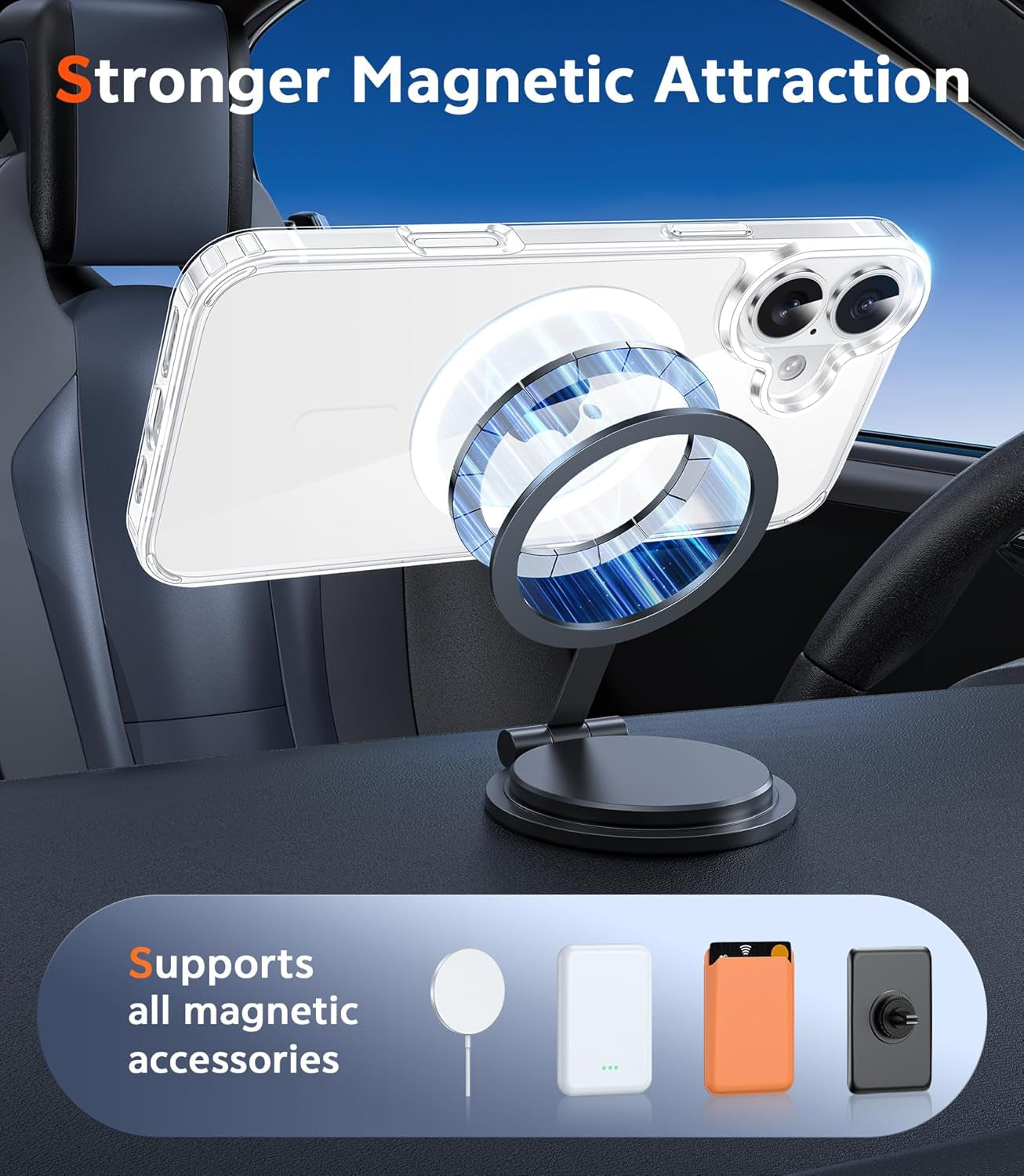 for Iphone 17 Case Clear: Magnetic Phone Cases with Screen Protector Drop Proof Compatible with Magsafe Slim anti Yellowing Rugged Shockproof Protective Transparent Cell Cover (A-Clear)