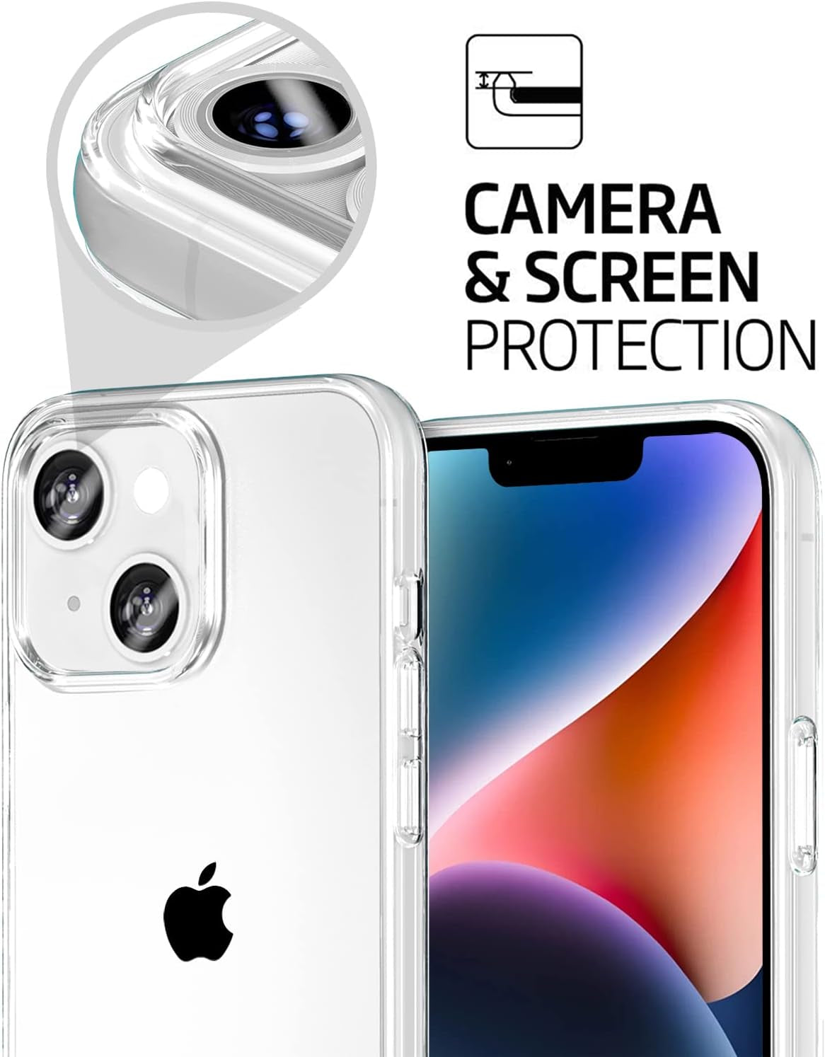 Phone Case Compatible with Iphone 13 & Iphone 14, Clear Case Shockproof Protective Bumper Slim Cover for 6.1 Inch